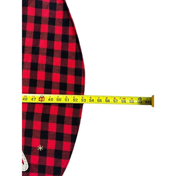Christmas Tree Skirt 53in Xmas Tree Skirt Red Black Buffalo Plaid Reversible - Picture 4 of 10